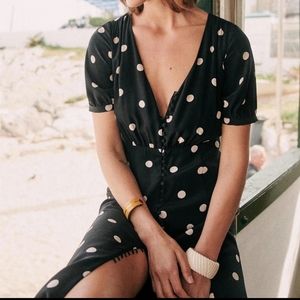 Sezane Sollie Dress - Navy polkadot in Size 6 NWT